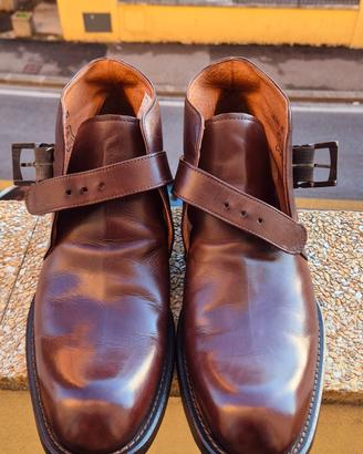 GIXUS Vintage Leather Monk-Strap Ankle Boots