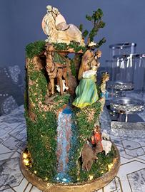  Presepe in campana di vetro con luci a led.