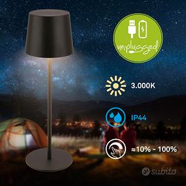 Lampada LED touch, dimmerabile, ricaricabile, nera