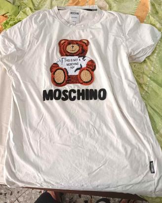 t-shirt uomo con ricamo moschino bianca XXL o XXXL