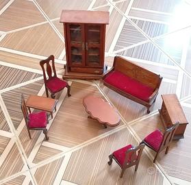 Salone soggiorno legno casa delle bambole arredo