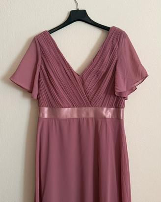 Abito elegante cerimonia rosa antico polvere XL