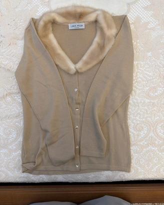 Maglia in lana merinos con inserto