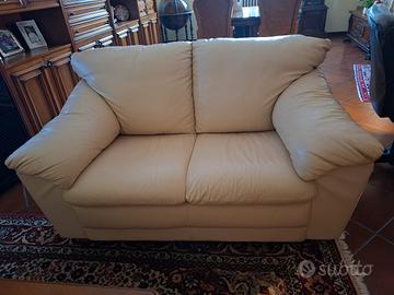 Divano 2 Posti in Vera Pelle Beige - Come Nuovo