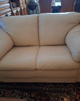Divano 2 Posti in Vera Pelle Beige - Come Nuovo