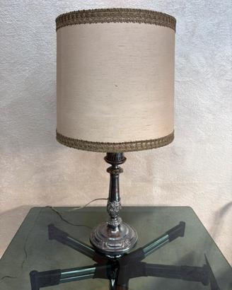 Lampada da tavolo anni 60 in metallo argentato