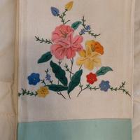 2 asciugamani  vintage puro lino fascia colorata 