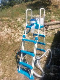 kit completo per piscina, scala + pompa filtroecc 