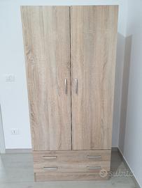 Armadio a 2 ante e 2 cassetti colore rovere