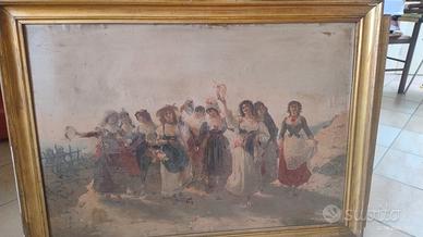 Quadro allegorico dipinto su cartone 1888