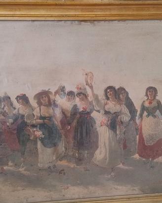 Quadro allegorico dipinto su cartone 1888