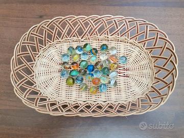 34 biglie vintage Anni 70 con cestino