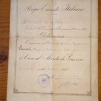Attestato di Croce al Merito di Guerra 1918