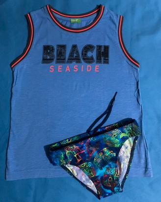 Set canotta e costume mare/piscina taglia 7/8 anni