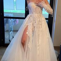 Abito sposa Millanova pizzo e tulle glitterato