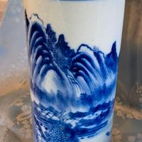 Antico vaso Cinese cilindrico bianco-blu