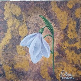 Quadro dipinto a mano – Bucaneve su tela