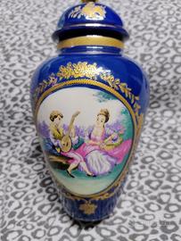 Vaso limoges blu e oro