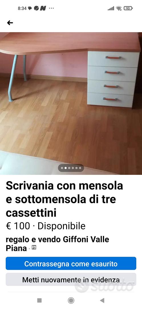 Scrivania più mensola più cassettiera sospesa - Arredamento e Casalinghi In  vendita a Salerno