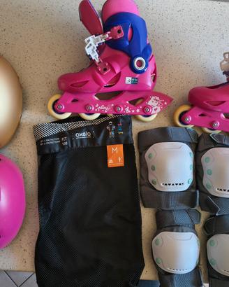 Roller Bambina con protezioni e n.2 caschi