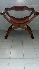 Sedia Savanarola Dantesca Legno MASSELLO tes. Vint