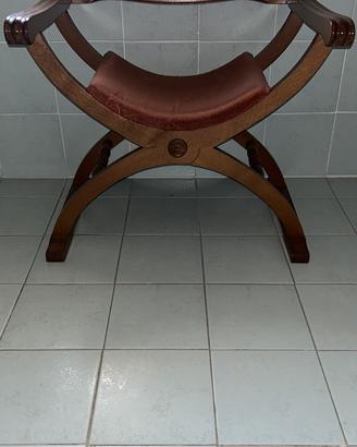 Sedia Savanarola Dantesca Legno MASSELLO tes. Vint