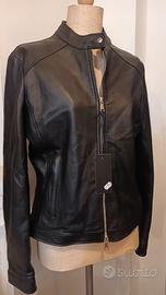 Giacca Giubbotto vera pelle nero donna bomber