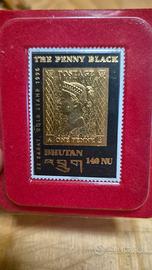 Francobollo Bhutan "The Penny Black" 22 Karat Gold
