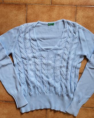 maglione azzurro in cotone