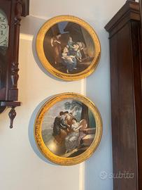 Coppia di grandi piatti decorativi in porcellana