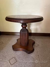 Tavolino rotondo vintage a piedistallo in legno