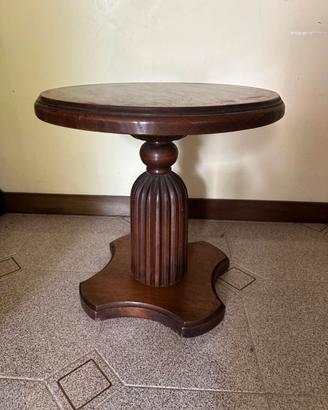 Tavolino rotondo vintage a piedistallo in legno