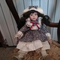 bambola promenade  in pezza e ceramica h cm 40