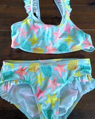 bikini  7/8 anni cm. 122  azzurro,rosa, giallo