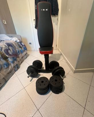 panca regolabile con manubri