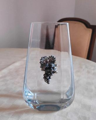vaso da fiori piccolo in vetro con uva argento 