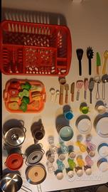 cucina giocattolo pentole piatti bicchieri