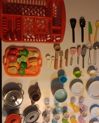 cucina giocattolo pentole piatti bicchieri