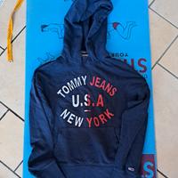 felpa blu tommy jeans ragazzo/uomo con cappuccio