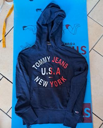 felpa blu tommy jeans ragazzo/uomo con cappuccio