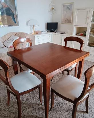 Tavolo legno massello apribile con 4 sedie