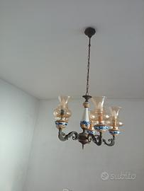 lampadario in ceramica e vetro 