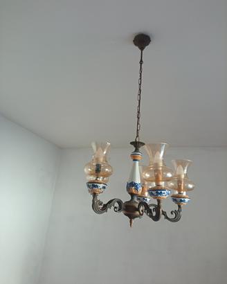 lampadario in ceramica e vetro 