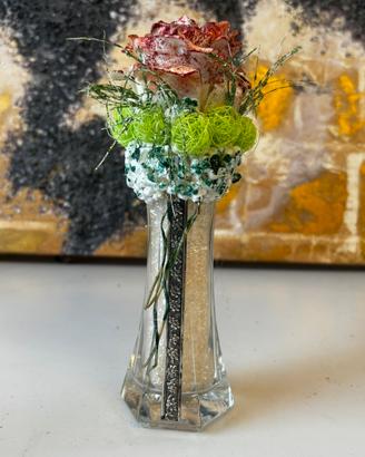 Vaso in vetro con decorazione laminata Argento