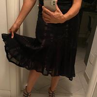 Gonna longuette nera in tulle foderata