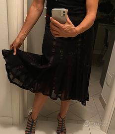 Gonna longuette nera in tulle foderata