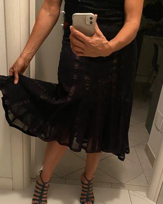 Gonna longuette nera in tulle foderata