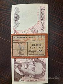 
Mazzetta 100 Banconote Polonia 10000 Zloty 1988 