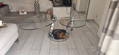tavolino in doppio vetro girevole