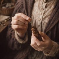 Antico porta aghi intarsiato legno fine 800 unico